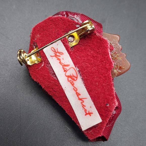 African Lady HEad Brooch Lady Face Head WRap Fabric Linda Rosshirt - Picture 2 of 6